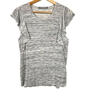 COIN 1804 Ruffle Detail Sleeveless Top, Grey Marle, Size Medium